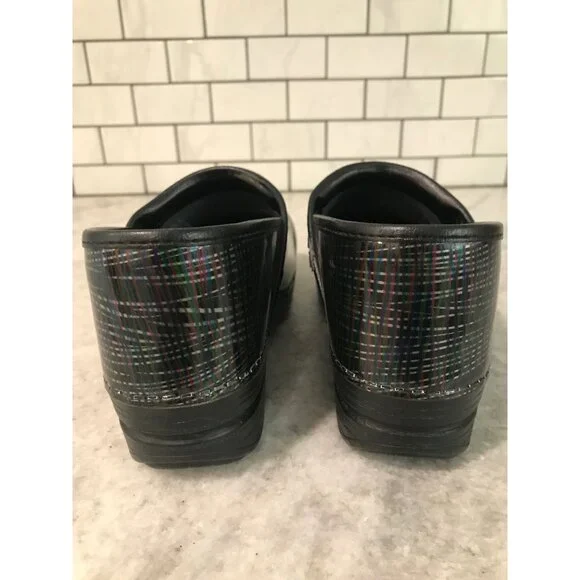Dansko Professional Clogs Womens 38 Black Metallic Stripe Comfort Nursing Shoes - Picture 4 of 9
